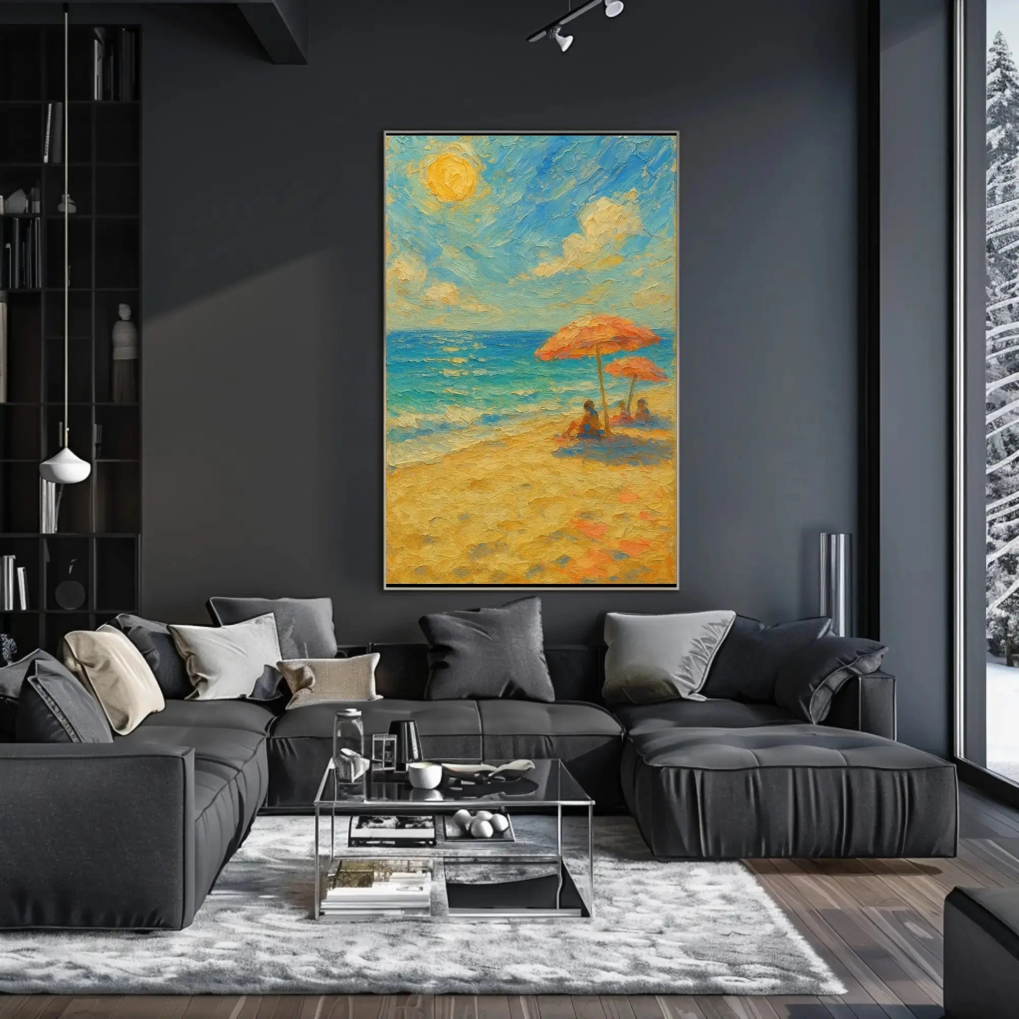 Serene Beach Scene Summer Relaxation Artistic Poster PosterGoat