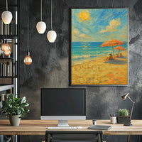 Serene Beach Scene Summer Relaxation Artistic Poster PosterGoat