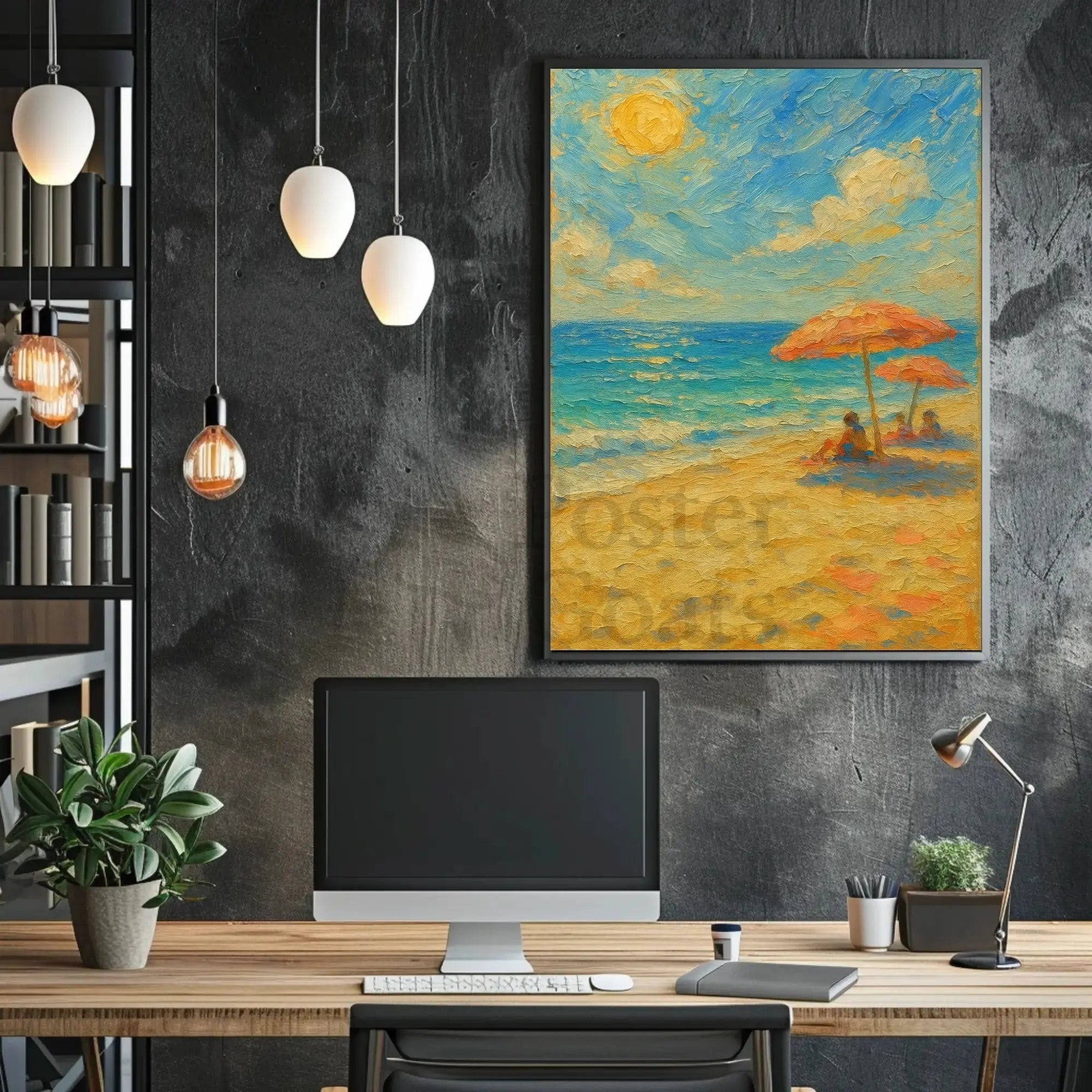 Serene Beach Scene Summer Relaxation Artistic Poster PosterGoat