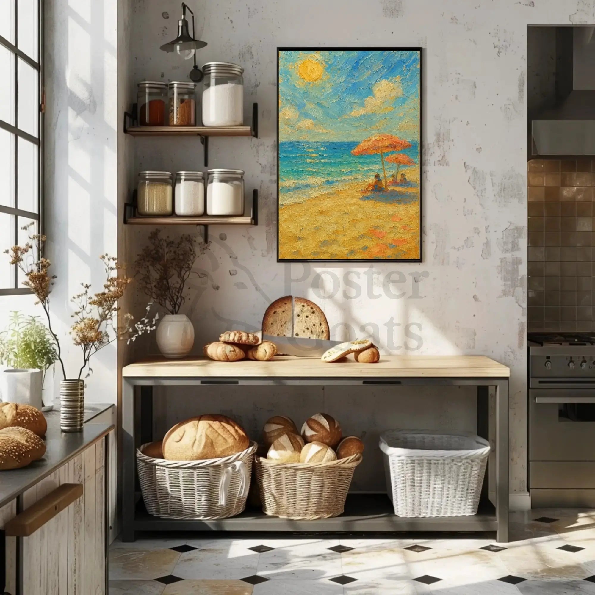 Serene Beach Scene Summer Relaxation Artistic Poster PosterGoat