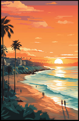 Serene Beach Sunset in Coastal Relaxation Poster PosterGoat