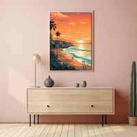 Serene Beach Sunset in Coastal Relaxation Poster PosterGoat