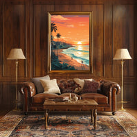 Serene Beach Sunset in Coastal Relaxation Poster PosterGoat