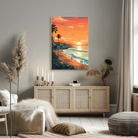 Serene Beach Sunset in Coastal Relaxation Poster PosterGoat
