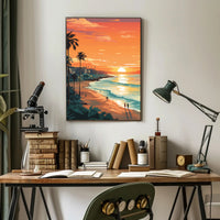 Serene Beach Sunset in Coastal Relaxation Poster PosterGoat