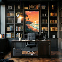 Serene Beach Sunset in Coastal Relaxation Poster PosterGoat