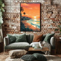 Serene Beach Sunset in Coastal Relaxation Poster PosterGoat
