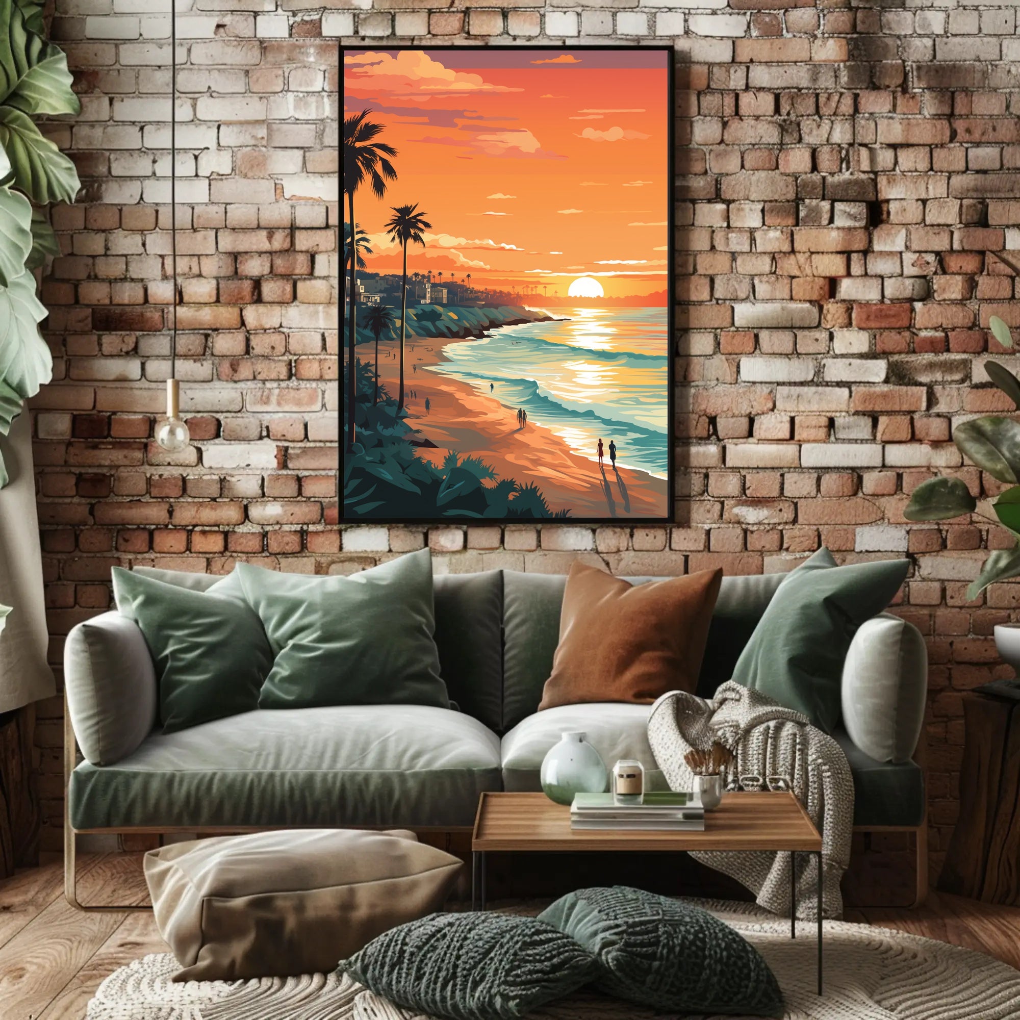 Serene Beach Sunset in Coastal Relaxation Poster PosterGoat