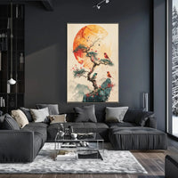 Serene Bonsai Tree with Birds Artistic Poster PosterGoat