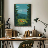 Serene Camping Harmony in Nature National Park Poster PosterGoat