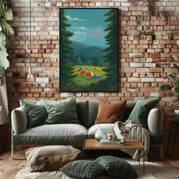 Serene Camping Harmony in Nature National Park Poster PosterGoat
