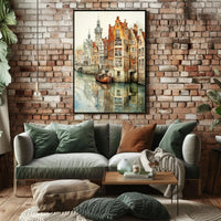 Serene Canal Scene in European Artistic Style Travel Poster PosterGoat
