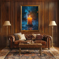 Serene Candlelight Reflection Artistic Poster PosterGoat