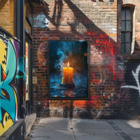 Serene Candlelight Reflection Artistic Poster PosterGoat