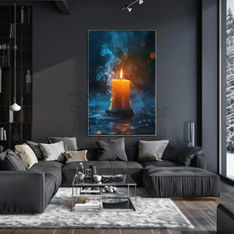 Serene Candlelight Reflection Artistic Poster PosterGoat