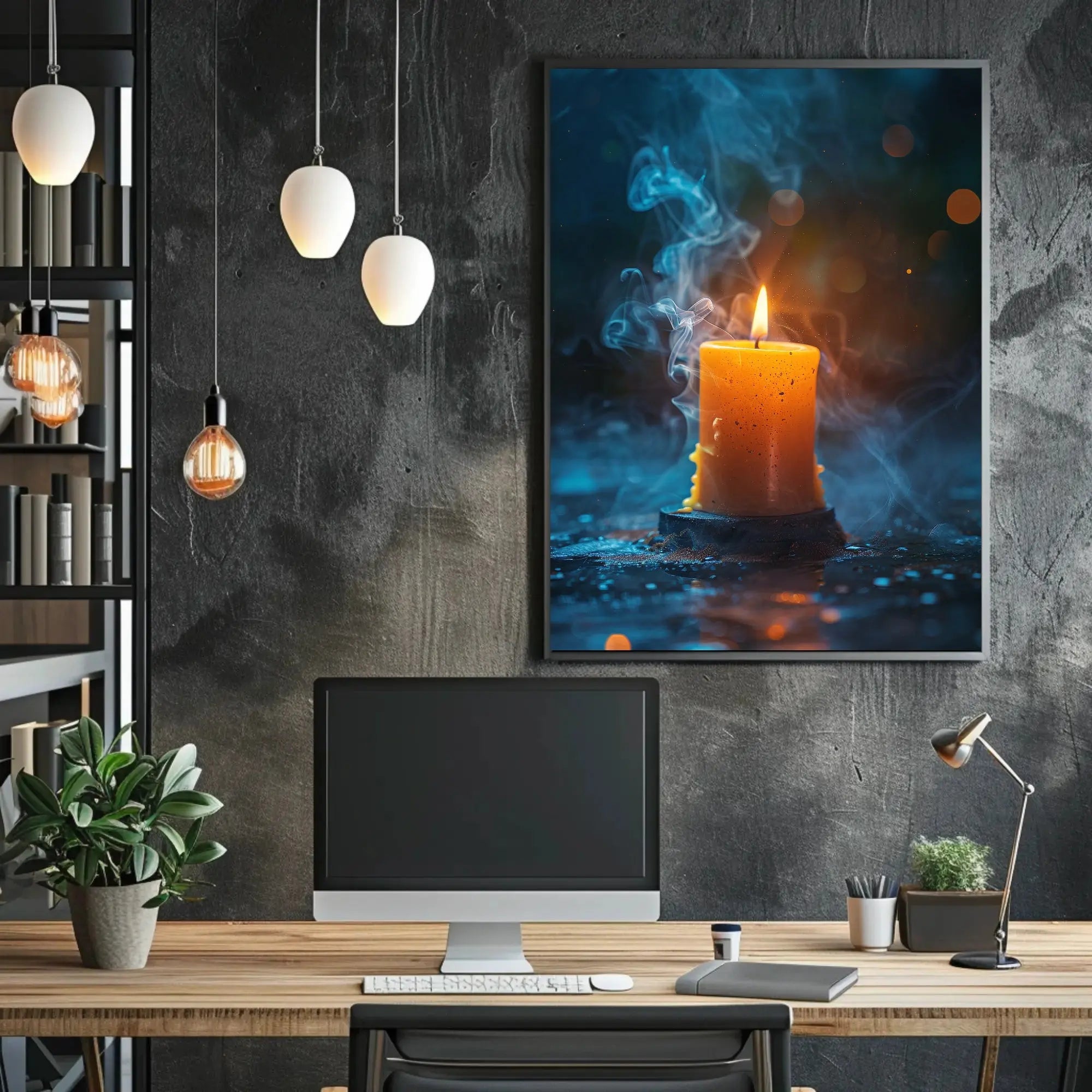Serene Candlelight Reflection Artistic Poster PosterGoat