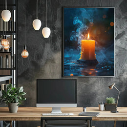 Serene Candlelight Reflection Artistic Poster PosterGoat