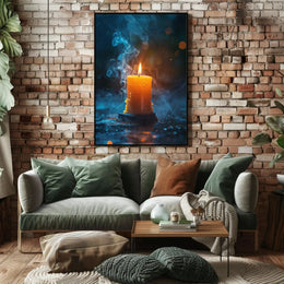 Serene Candlelight Reflection Artistic Poster PosterGoat