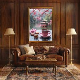 Serene Cherry Blossom Landscape Asian Cultural Heritage Poster PosterGoat