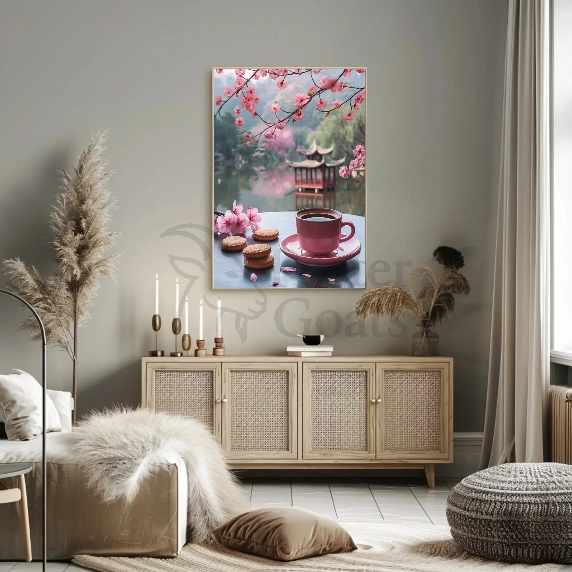 Serene Cherry Blossom Landscape Asian Cultural Heritage Poster PosterGoat