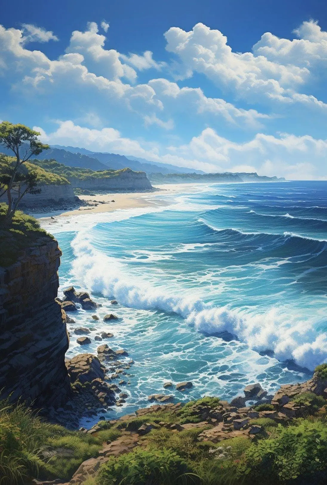 Serene Coastal Cliffside Artwork Print National Park Poster PosterGoat