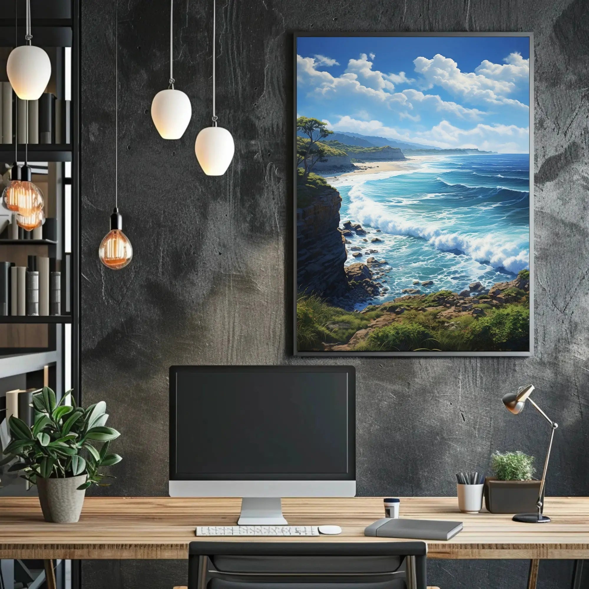 Serene Coastal Cliffside Artwork Print National Park Poster PosterGoat