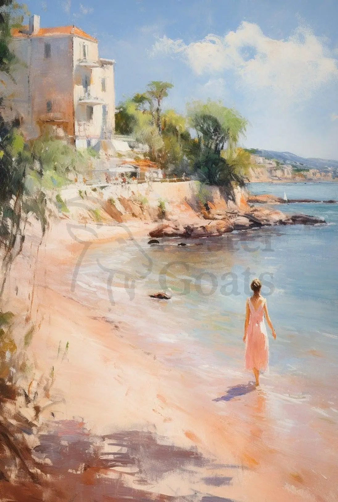 Serene Coastal Impressionism Art Print - Artistic Poster PosterGoat