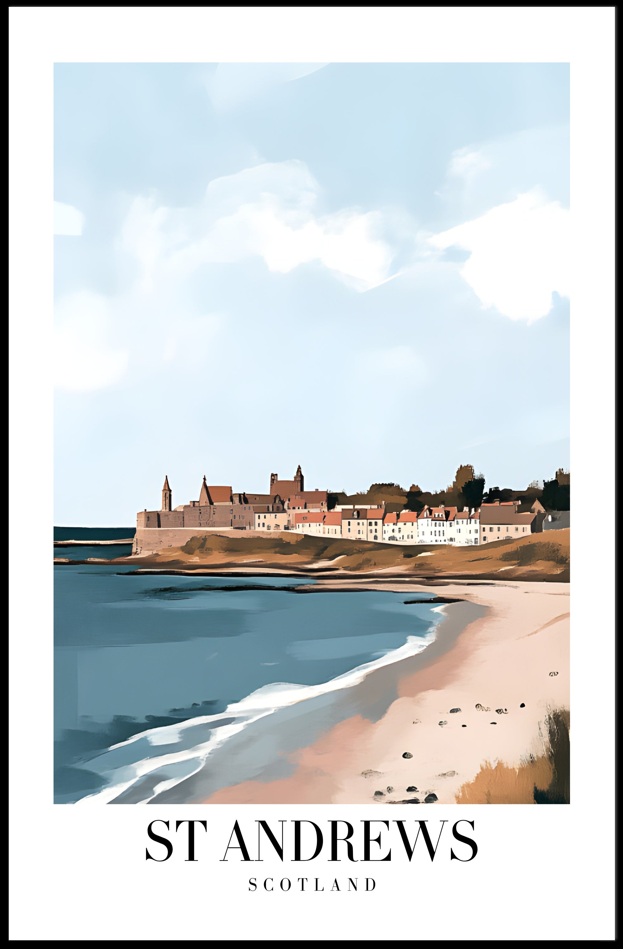 Serene Coastal Landscape of St Andrews Travel Poster PosterGoat