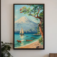 Serene Coastal Scene with Mount Fuji Travel Poster PosterGoat
