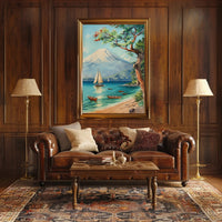 Serene Coastal Scene with Mount Fuji Travel Poster PosterGoat