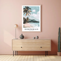 Serene Coastal Scene: Diamond Beach Travel Poster PosterGoat