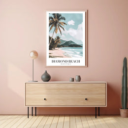 Serene Coastal Scene: Diamond Beach Travel Poster PosterGoat