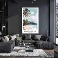 Serene Coastal Scene: Diamond Beach Travel Poster PosterGoat