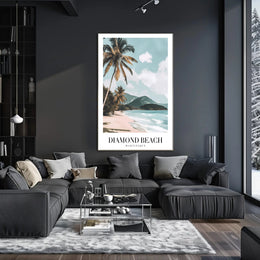Serene Coastal Scene: Diamond Beach Travel Poster PosterGoat