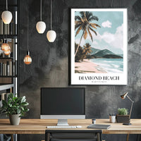 Serene Coastal Scene: Diamond Beach Travel Poster PosterGoat