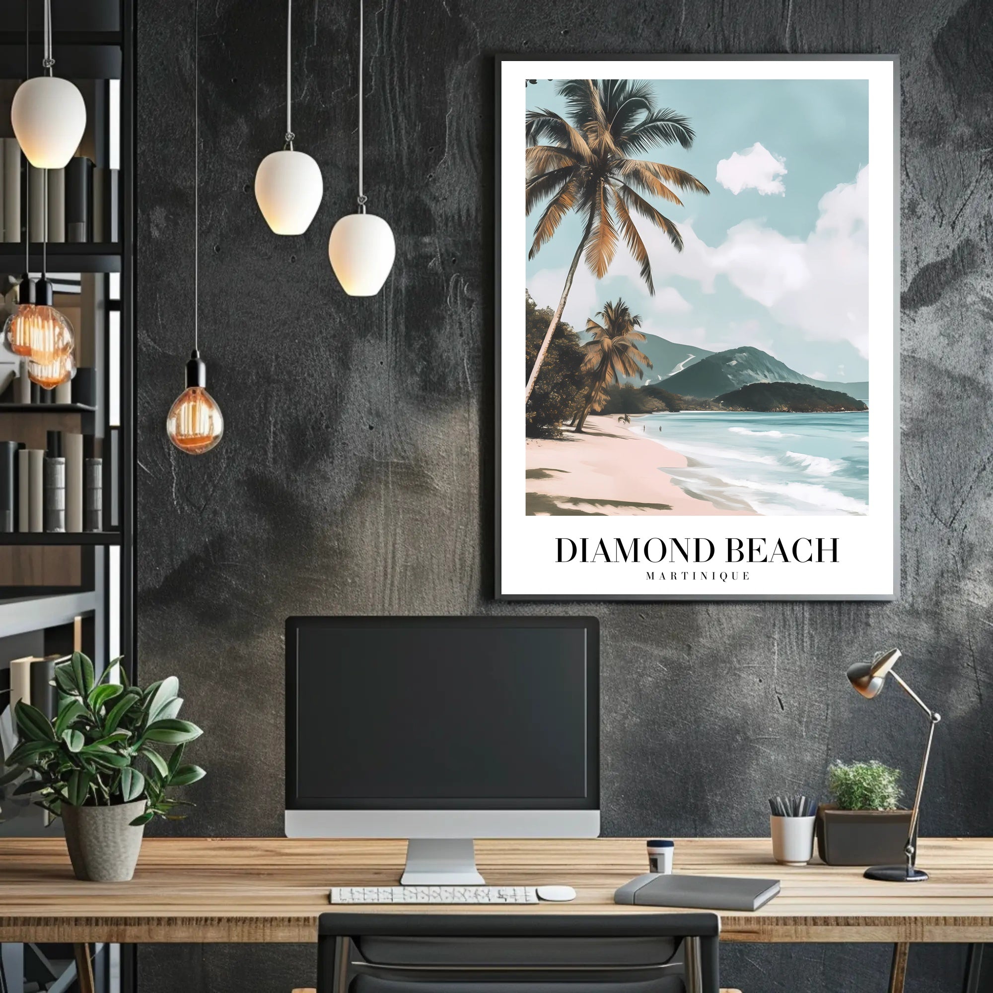 Serene Coastal Scene: Diamond Beach Travel Poster PosterGoat