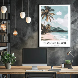 Serene Coastal Scene: Diamond Beach Travel Poster PosterGoat