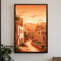 Serene Desert Sunset Townscape Cultural Heritage Poster PosterGoat