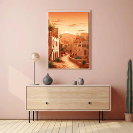 Serene Desert Sunset Townscape Cultural Heritage Poster PosterGoat