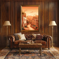Serene Desert Sunset Townscape Cultural Heritage Poster PosterGoat