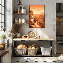 Serene Desert Sunset Townscape Cultural Heritage Poster PosterGoat