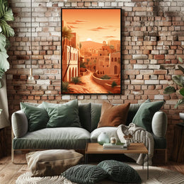 Serene Desert Sunset Townscape Cultural Heritage Poster PosterGoat