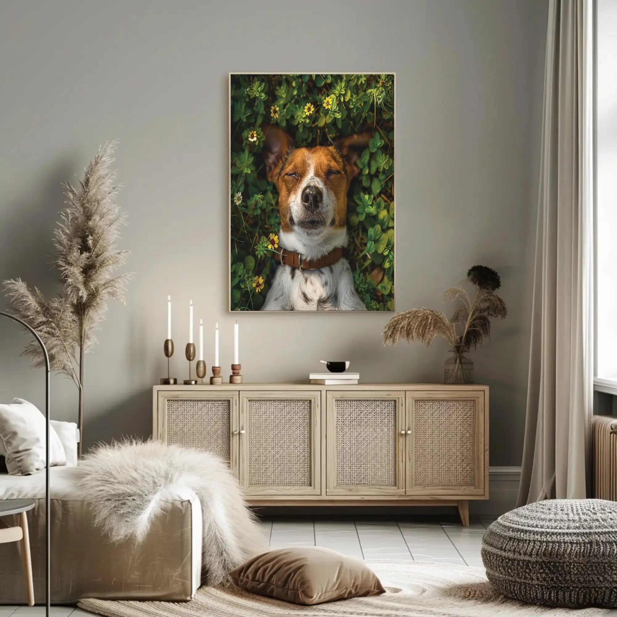 Serene Dog in Nature Close-Up: Animal Poster PosterGoat