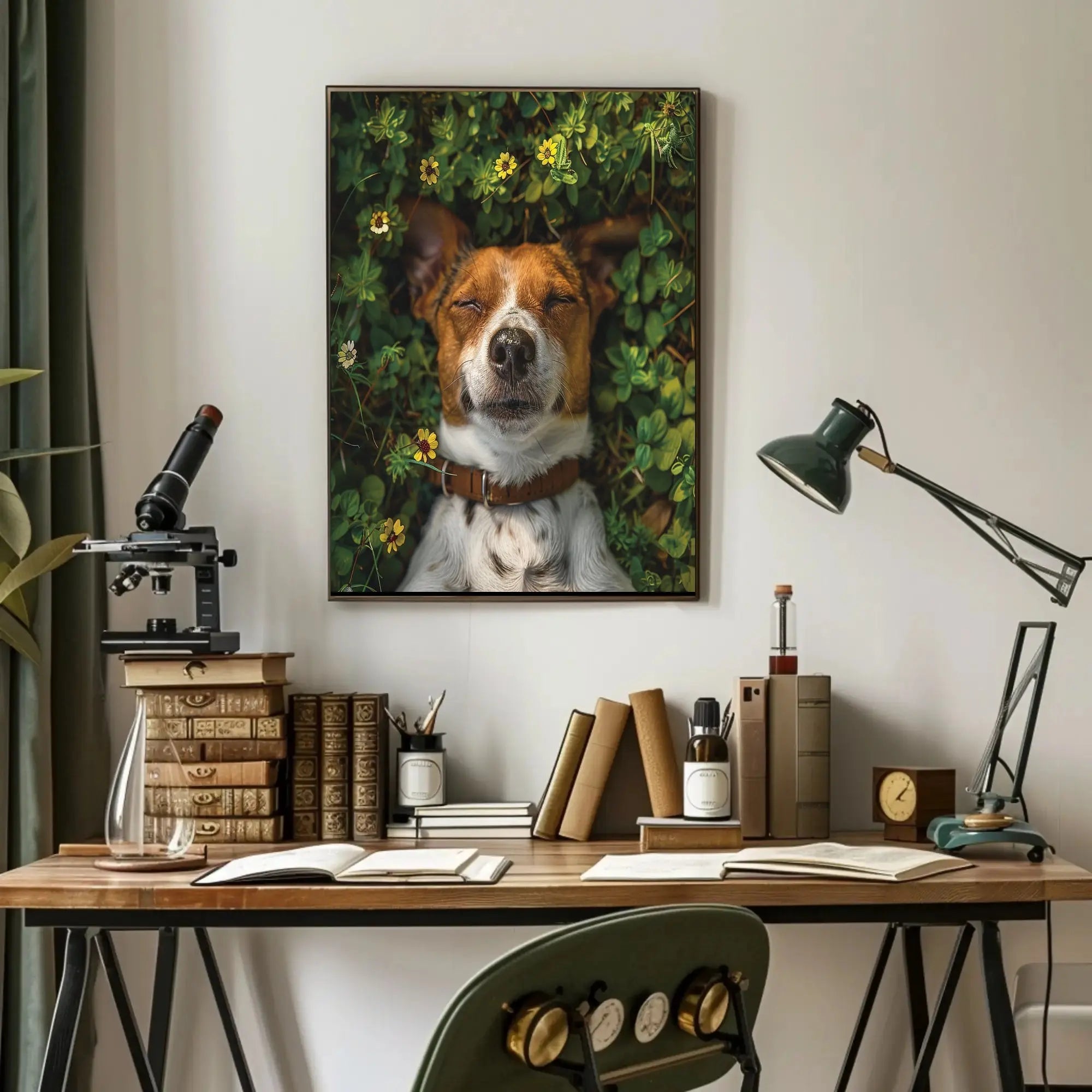 Serene Dog in Nature Close-Up: Animal Poster PosterGoat