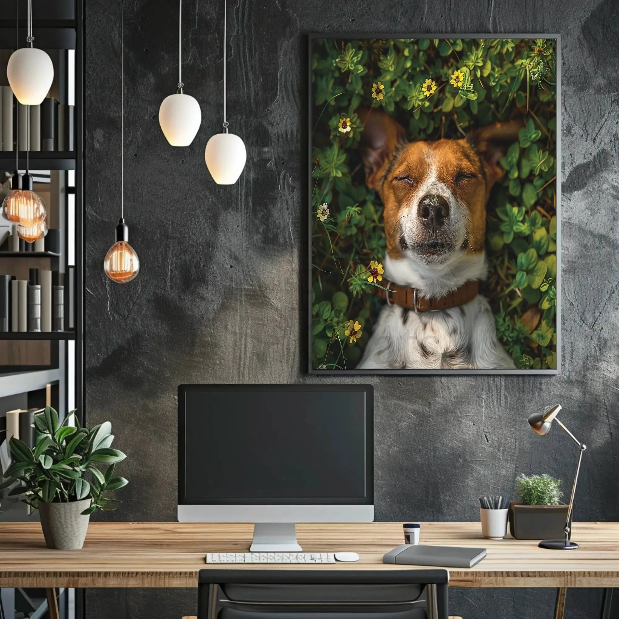 Serene Dog in Nature Close-Up: Animal Poster PosterGoat