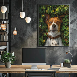 Serene Dog in Nature Close-Up: Animal Poster PosterGoat