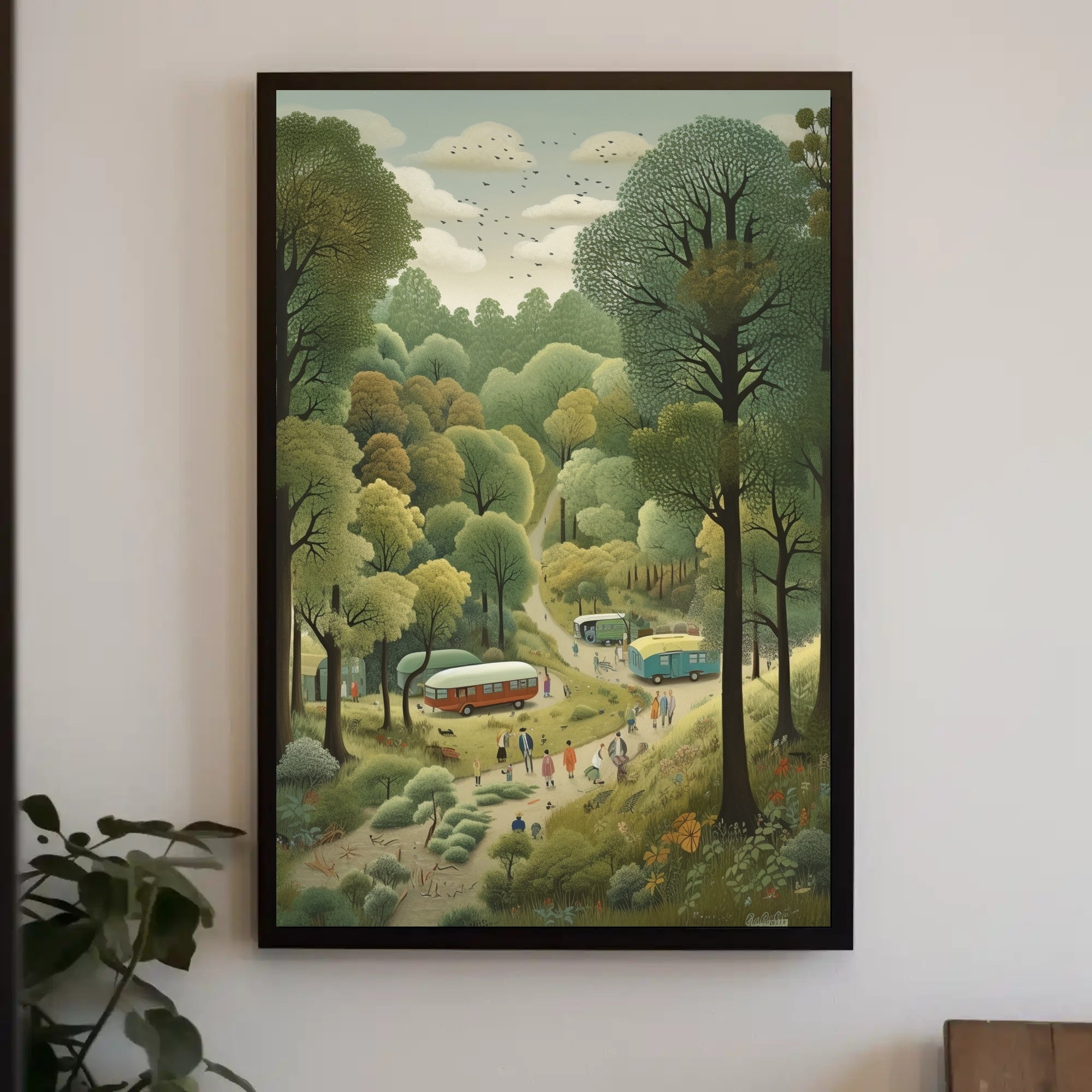 Serene Forest Camp Site in Lush Greenery National Park Poster PosterGoat