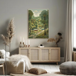 Serene Forest Camp Site in Lush Greenery National Park Poster PosterGoat