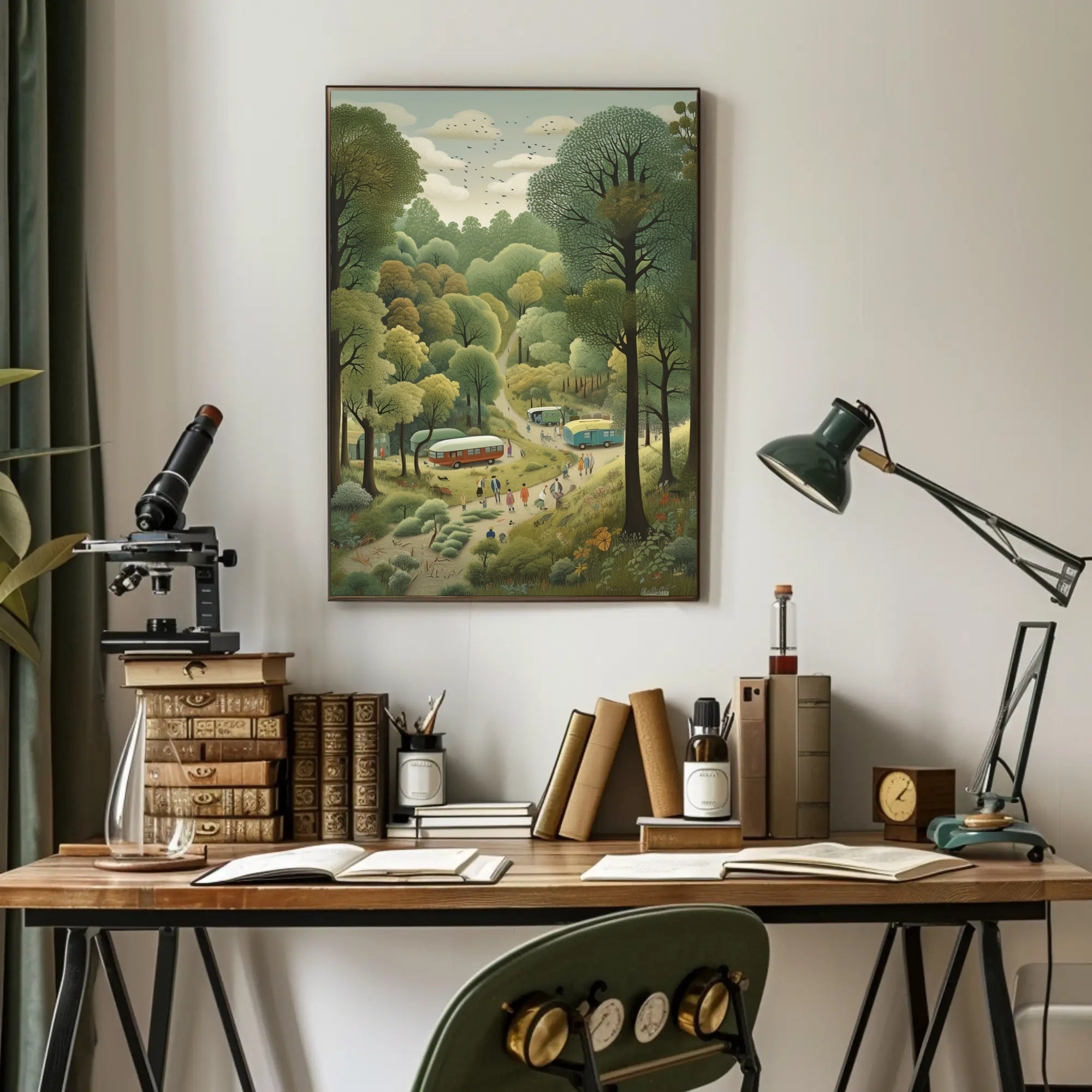 Serene Forest Camp Site in Lush Greenery National Park Poster PosterGoat