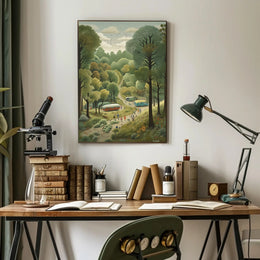 Serene Forest Camp Site in Lush Greenery National Park Poster PosterGoat